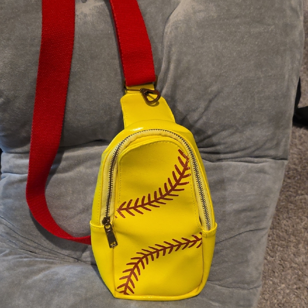 Yellow Softball Stitch Crossbody